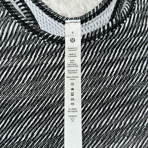 Lululemon Base Pace Ribbed Tank in Time Warp Alpine White Black Size 8 Rare - Picture 6 of 12
